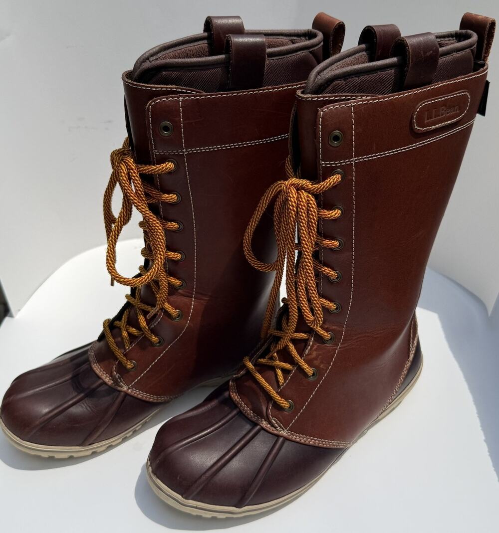 LL. Bean Bar Harbor Rain Boots Women’s Size 7 13 inches Tall. Leather toe